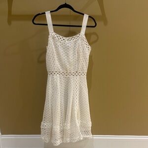 Sleeveless White Lace A-Line Dress